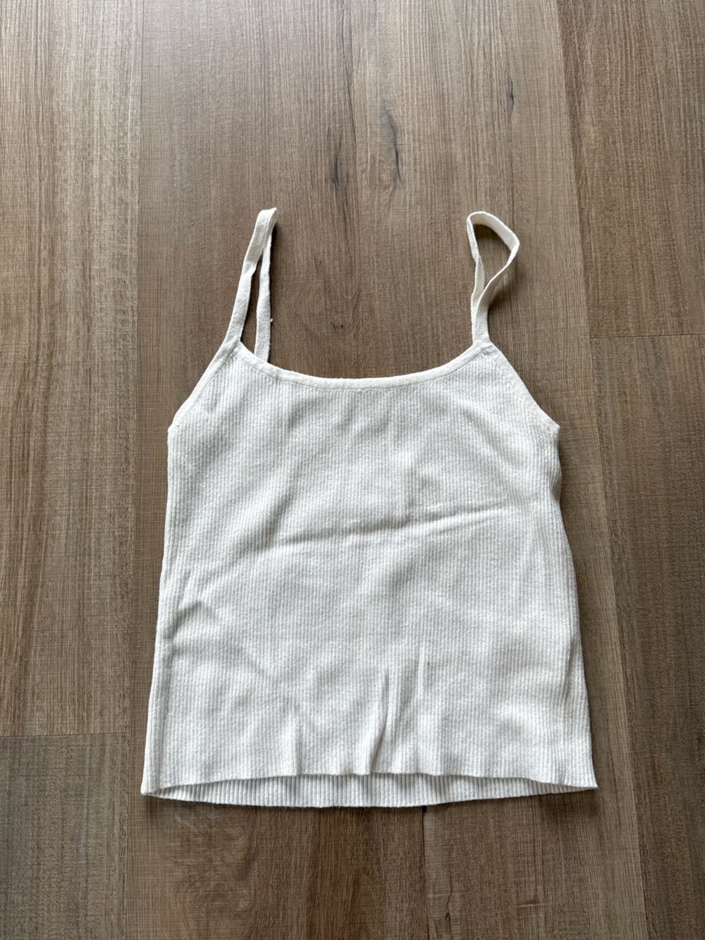 Crescent Cream Ribbed Cami Tank Top